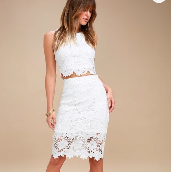 Lulus Dresses & Skirts - Women's White Lace Two-Piece Dress
